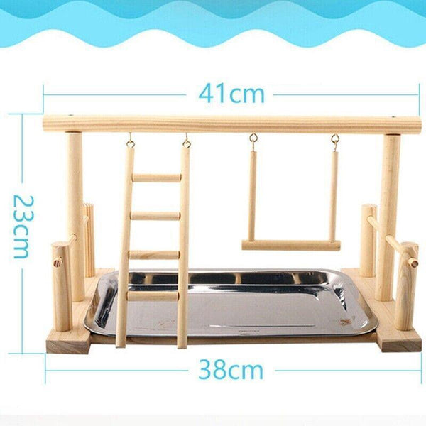 Parrots Wooden Stand Bird Play Activity Center Playground Ladder Perch Gym AU