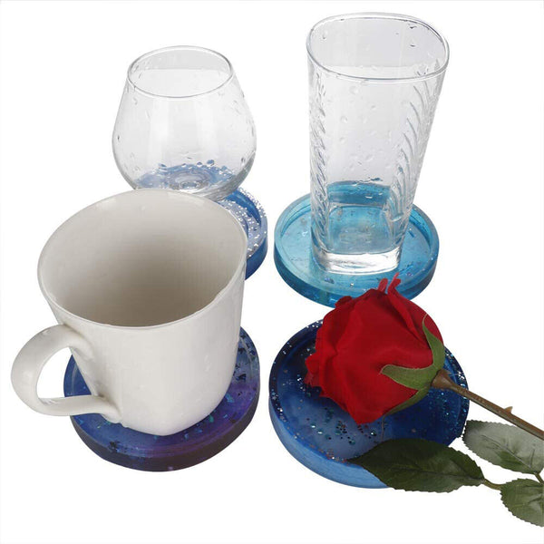 4pcs Resin Casting Mold Silicone Jewelry Agate Making Mould Craft Round Coaster