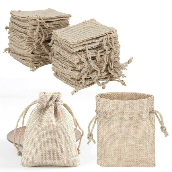 15x20cm Small Bag Natural Linen Pouch Drawstring Burlap Jute Sack Jewelry