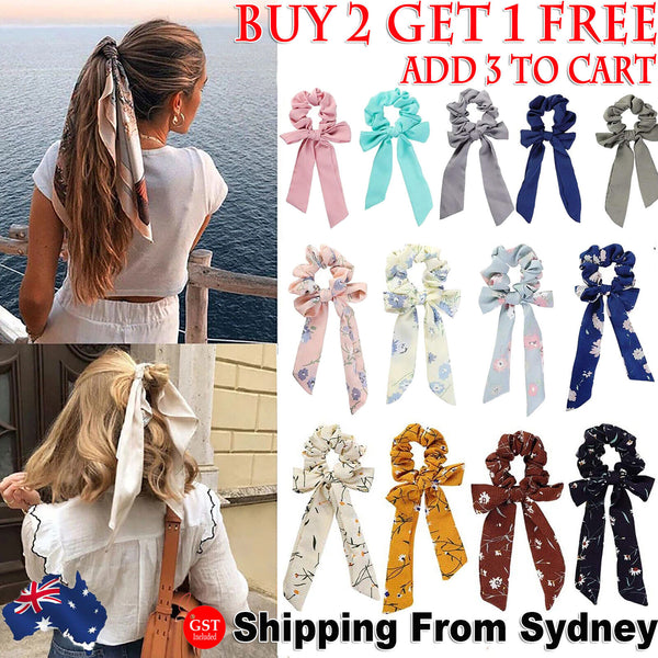 Hair Band Bow Scrunchies Bowknot Floral Ponytail Elastic Hair Tie Chiffon Girls