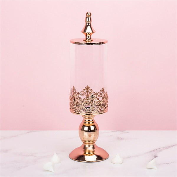 40/46cm Wedding Gold Candy Jar Dessert Table Decor Covered Biscuit Glass Storage