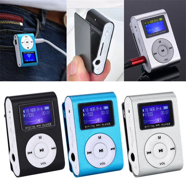 MP3 Player With Clip-on Mini Portable LCD Screen Support Micro SD TF Card Stereo