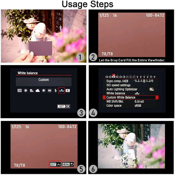 1Set White Balance Card 18% Grey/White/Black Exposure Digital Focusing Screen AU