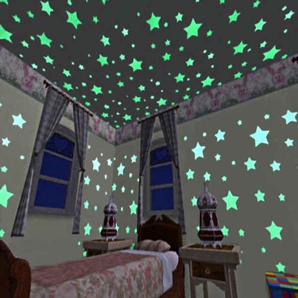 100-200Pcs Home Wall Glow In The Dark Stars Stickers Baby KIDS Decal Luminous AU - Lets Party
