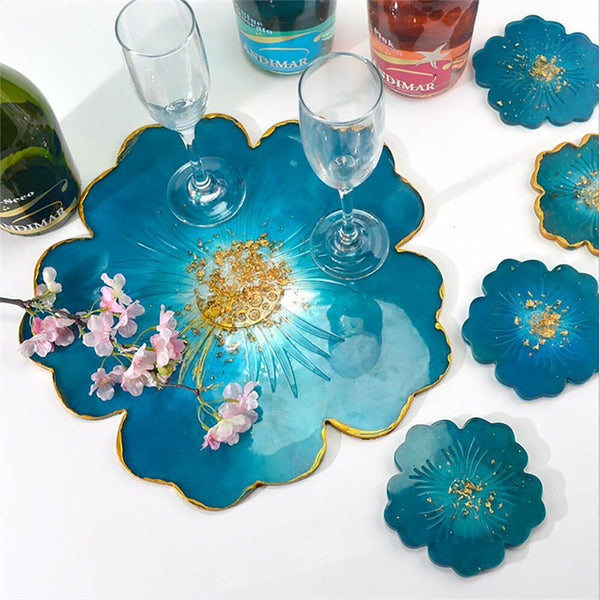 up 6x Silicone Flower Coaster Pad Mould Resin Casting Cup Mat Mold DIY Making AU