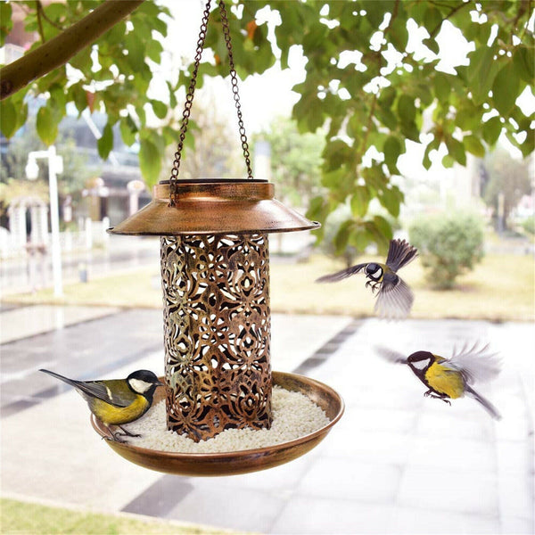 Solar Bird Feeder Hanging Wild Bird Seed Feeders Outdoor Garden for Yard Garden