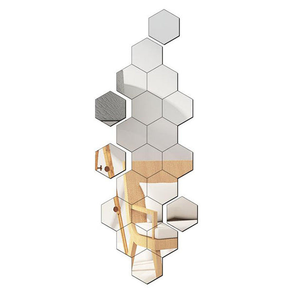 12Pcs Mirror Hexagon Removable Acrylic Wall Stickers Art DIY Home Decor Sple AUS