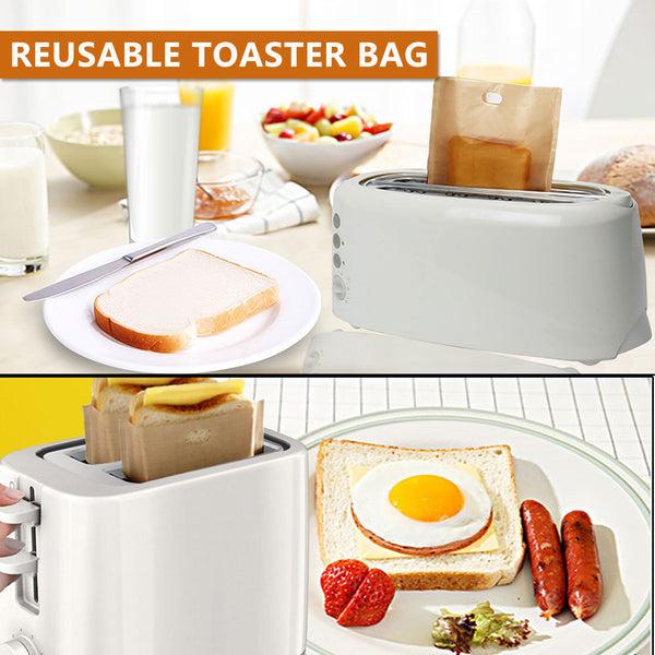 10-30x Non-Stick Reusable Toaster Bags Sandwich Pouch Bag Kitchen Bread Pockets
