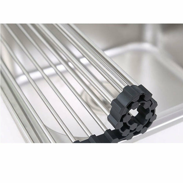 Stainless Steel Dish Rack Drying Drainer Over Sink Rack Roll Up Foldable Kitchen