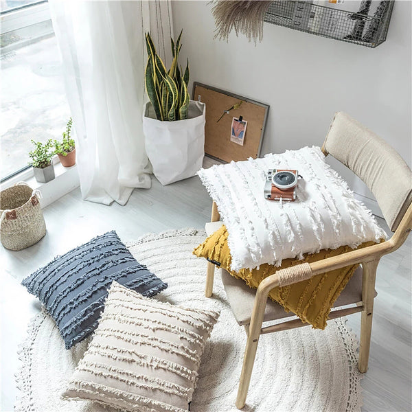 Boho Tassels Fringe Cushion Cover Striped Decorative Lounge Cushion Cover 45x45