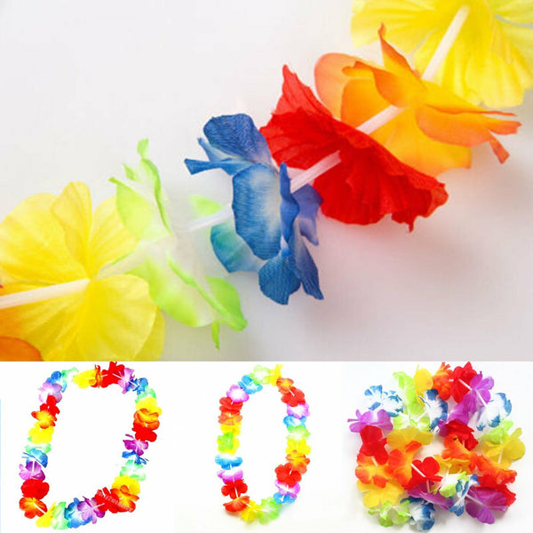 Hawaiian Flower Lei Leis Necklace Tropical Beach Luau Party Garland