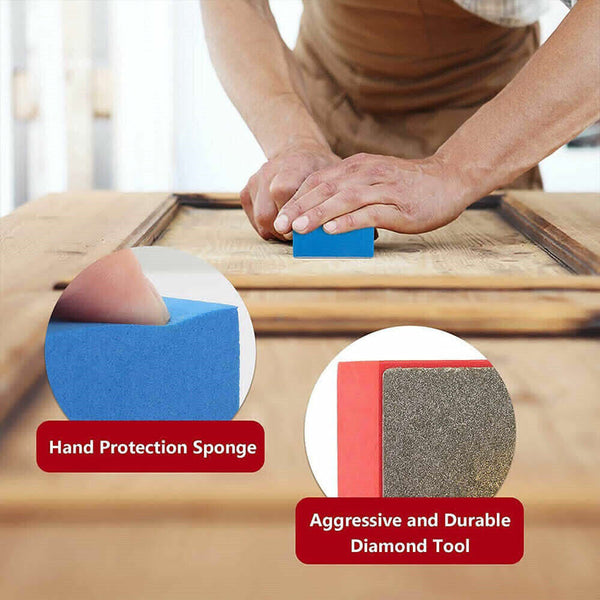 4x Diamond Hand Polishing Pads Tile Glass Grinding Block Pad Marble Sanding Disc