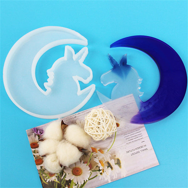 2PCS Christmas Deer Moon Cat Silicone Resin Casting Mold Jewelry Epoxy Moulds AU