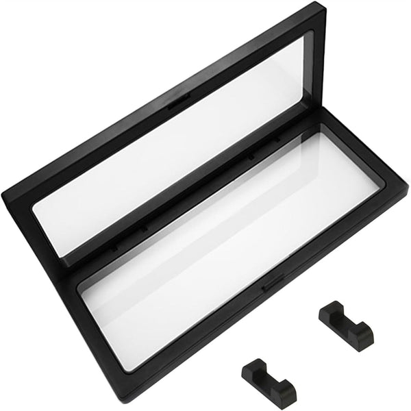 10 Pack 3D Floating Frame Holder Stand Box Clear Jewelry Ring Coin Display Case