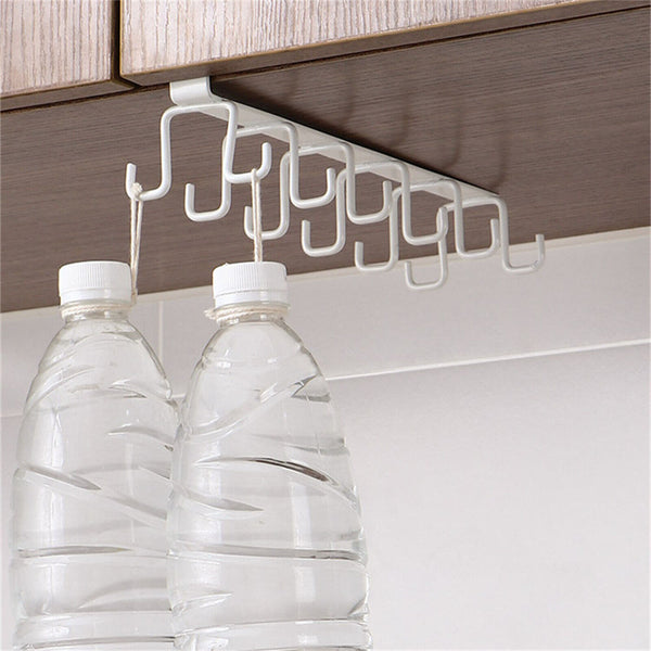 12 Hook Mug Cup Rack Holder Under Shelf Kitchen Cabinet Metal Hanger Wardrobe AU