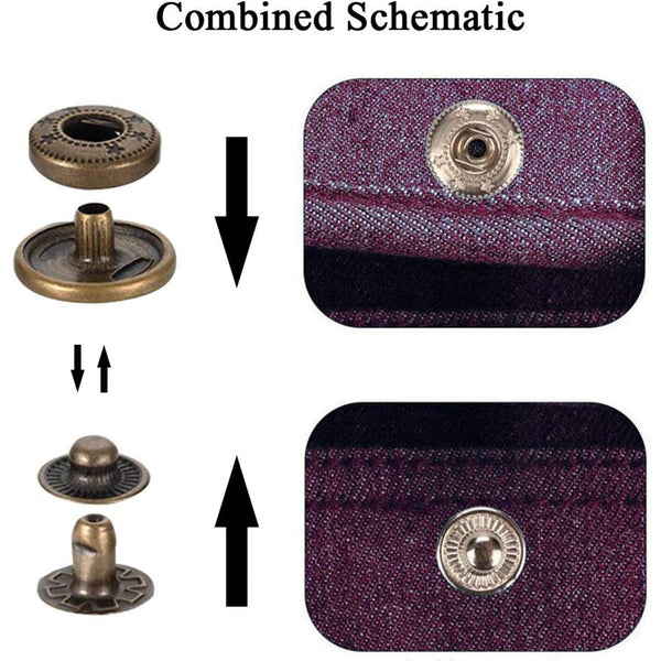325Pcs Metal Snap Fasteners Kit Press Studs Buttons Tool Women Men Craft Leather