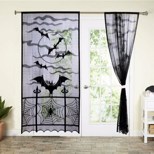 Haunted House Halloween Decoration Gothic Black Lace Spider Web Curtains Props A