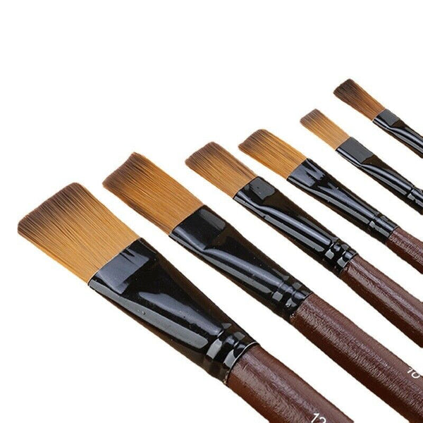 6/12X Art Painting Brushes Set Nylon Acrylic Oil Watercolor Artist Paint Brush