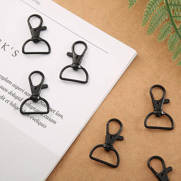 20X Black Lobster Clasp Swivel Trigger Clip Snap Keychains Hook Key Ring 20mm AU