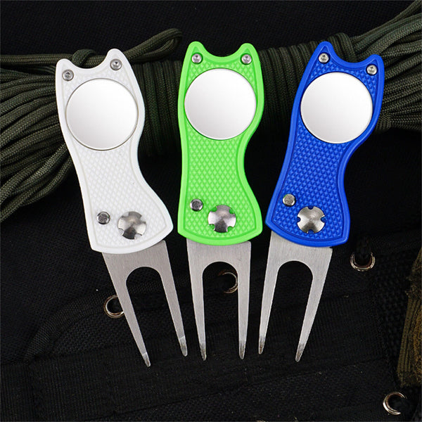 UP 10X Foldable Golf Ball Marker Repairer Pitch Magnetic Mark Divot Repair Tools