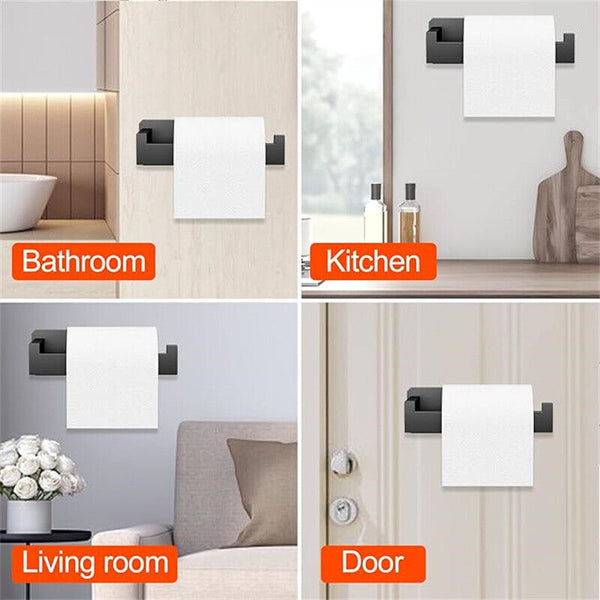 Matt Black Toilet Paper Roll Holder Hand Rack Hook Stainless Steel WALL MOUNTED