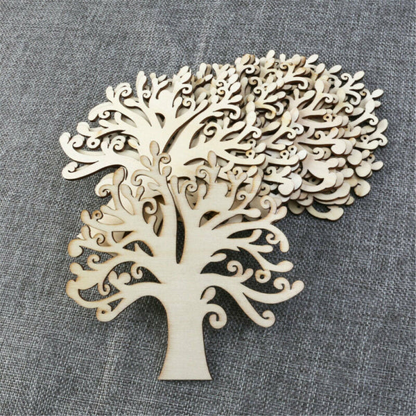 10Pcs Family Tree Wood Cutout Blank Wooden Embellishments For Arts DIY Crafts AU