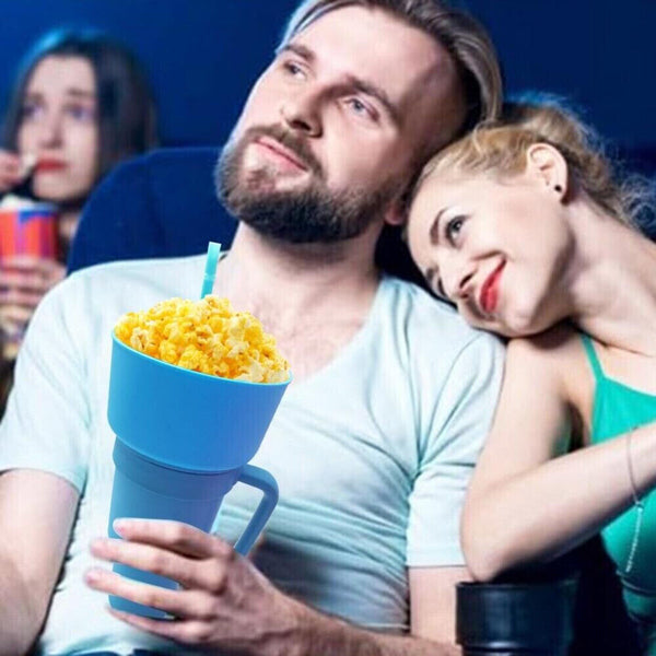 2-in-1 Stadium Tumbler Popcorn Cup Snack Cup Multifunctional Cup Bowl 1000ml AU