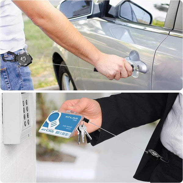 2pcs Retractable Heavy Duty Pull Ring Key Chain Recoil Keyring Wire Rope Key Holder