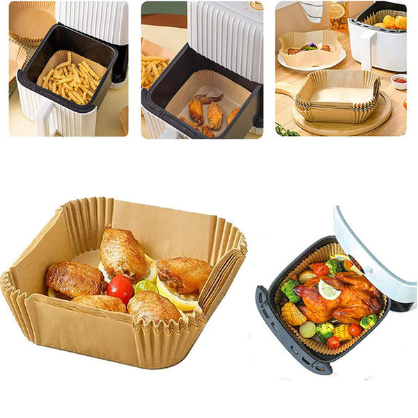 50/100x Disposable Liner Pan Parchment Oil Non-Stick Air Fryer Paper Baking Oven