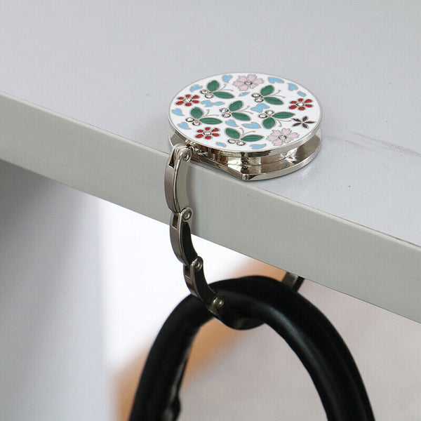 Floral Round Foldable Table Hook Bag Handbag Hanger Holder Tote Purse Metal AU