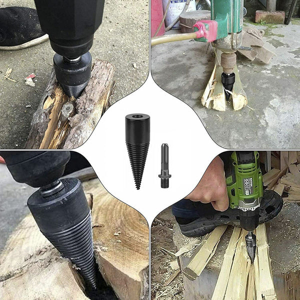 High Speed Twist Firewood Drill Bit Wood Splitter Screw Splitting Cone Driver AU