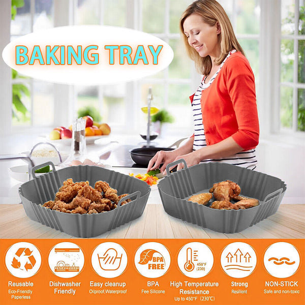New Square Air Fryer Non-Stick Baking Tray Silicone Pot Basket Liner
