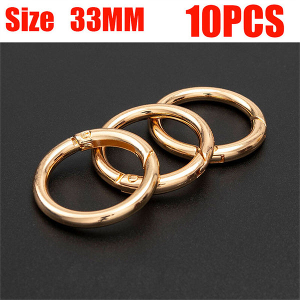 10Pcs Metal Spring O-Ring Buckles Clips Carabiner Bag Belt Gate Snap Hooks 33MM