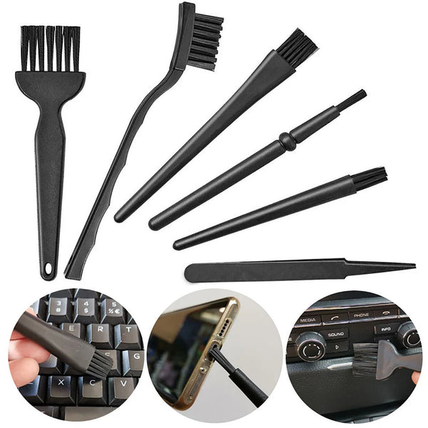 6X Anti-Static Keyboard Cleaning Kit Black Plastic Laptop PC Dust Cleaner Brush