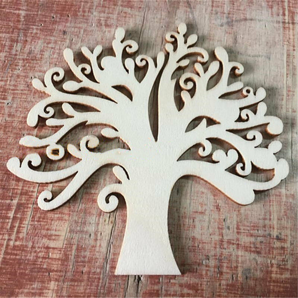 10Pcs Family Tree Wood Cutout Blank Wooden Embellishments For Arts DIY Crafts AU