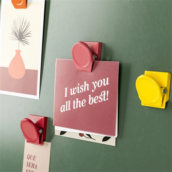 16XMagnetic Clips Fridge Strong Magnet Metal Clamp Note Photo Hanger Holder Hook