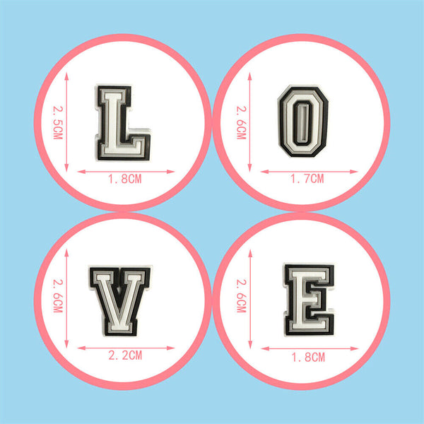 28PCS Set 26 Individual Letters Heart Decoration -Shoe Charms For Croc Shoes DIY