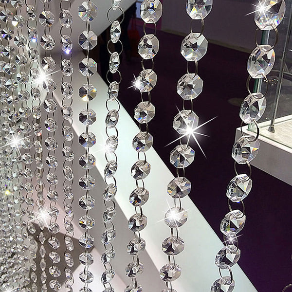 9x 1M Acrylic Bead Curtain Crystal Chandelier Diamond Hanging Party Wedding Deco