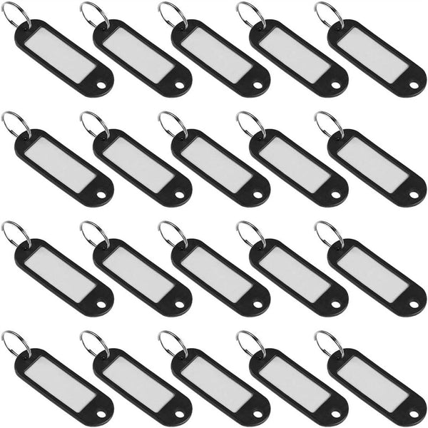50Pcs Plastic Luggage Key Tags ID Tags Key Rings Key Tag Key Chains Key Black AU