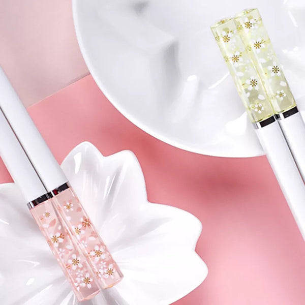 4Pairs Premium Quality Alloy Cherry Blossom Chopsticks Dishwasher Safe Chopstick