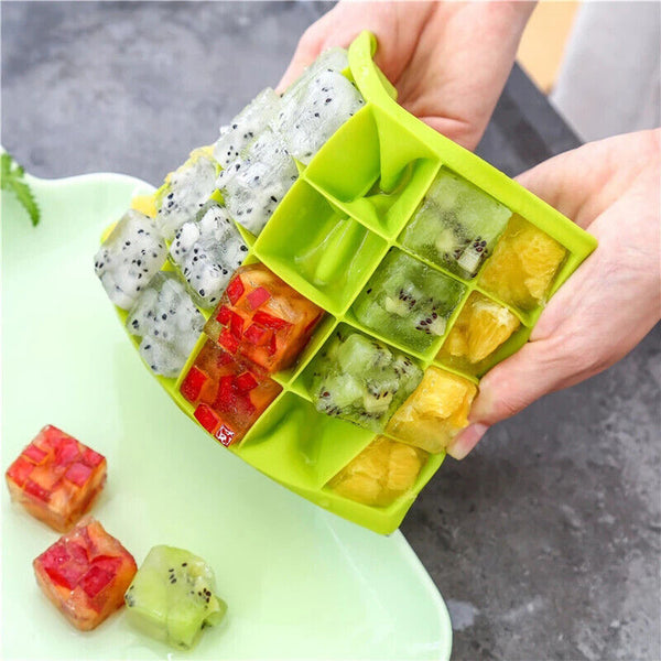 24 Grids Silicone Ice Cube Tray With Lid Mold Maker Tool Square Mould Container