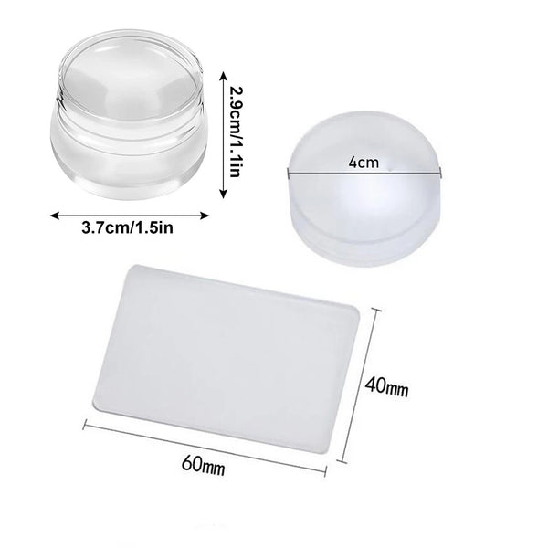 1/2X Matte Nail Stamper Scraper Cap Silicone Jelly Nail Stamp Stamping Nail Tool