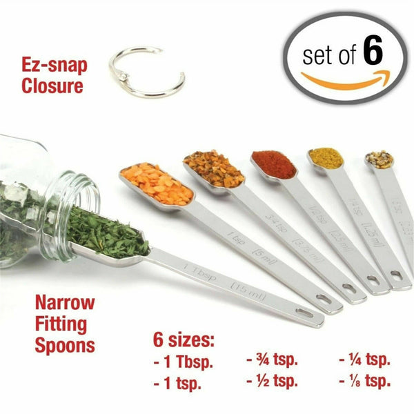 5/6pcs Stainless Steel Mini Measuring Seasoning Dry and Liquid Ingredients Spoon