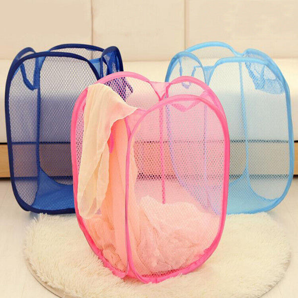 4Pcs Laundry Basket Bin Storage Washing Bag Mesh Collapsible Foldable Hamper AU