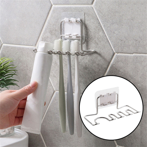 Tooth Brush Wall-Mounted Toothbrush Holder Organizer Bathroom Storage Rack