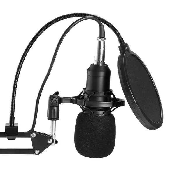Condenser Microphone Kit Studio Suspension Boom Scissor Arm Stand W/ Pop Fliter