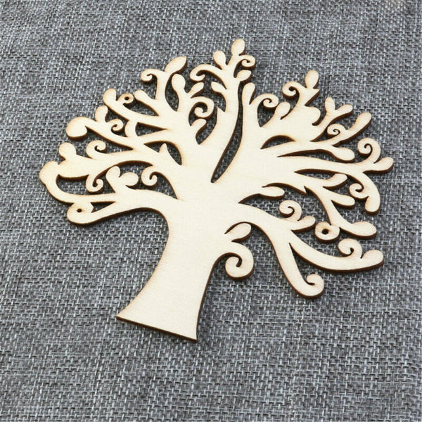 10Pcs Family Tree Wood Cutout Blank Wooden Embellishments For Arts DIY Crafts AU