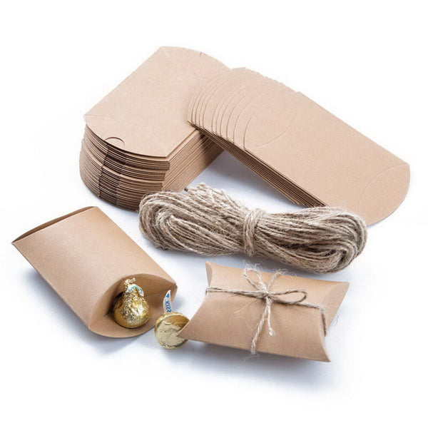 100pcs Candy Boxes Pillow Favor Gift Box Wedding Party Favour Kraft Paper
