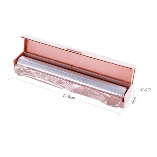 New Bamboo Food Wrap Dispenser Cutter Foil Cling Film Storage Holder Box Kitchen