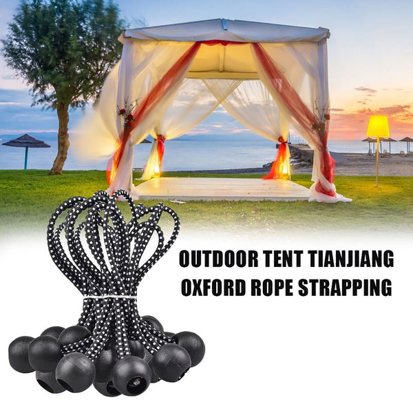 20-200X 18cm Elastic Ball Bungee Loop Cord Wire Fix Ties Strap Canopy Tent Black